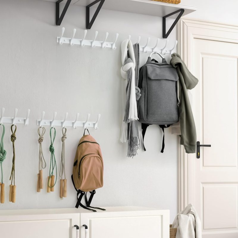 Coat Rack Wall Mounted - 6 Hooks, Heavy Duty, Stainless Steel, Metal Wall Coat Hanger, Sturdy Wall Hooks for Hanging Coat, Ja...