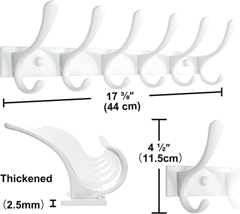 Coat Rack Wall Mounted - 6 Hooks, Heavy Duty, Stainless Steel, Metal Wall Coat Hanger, Sturdy Wall Hooks for Hanging Coat, Ja...