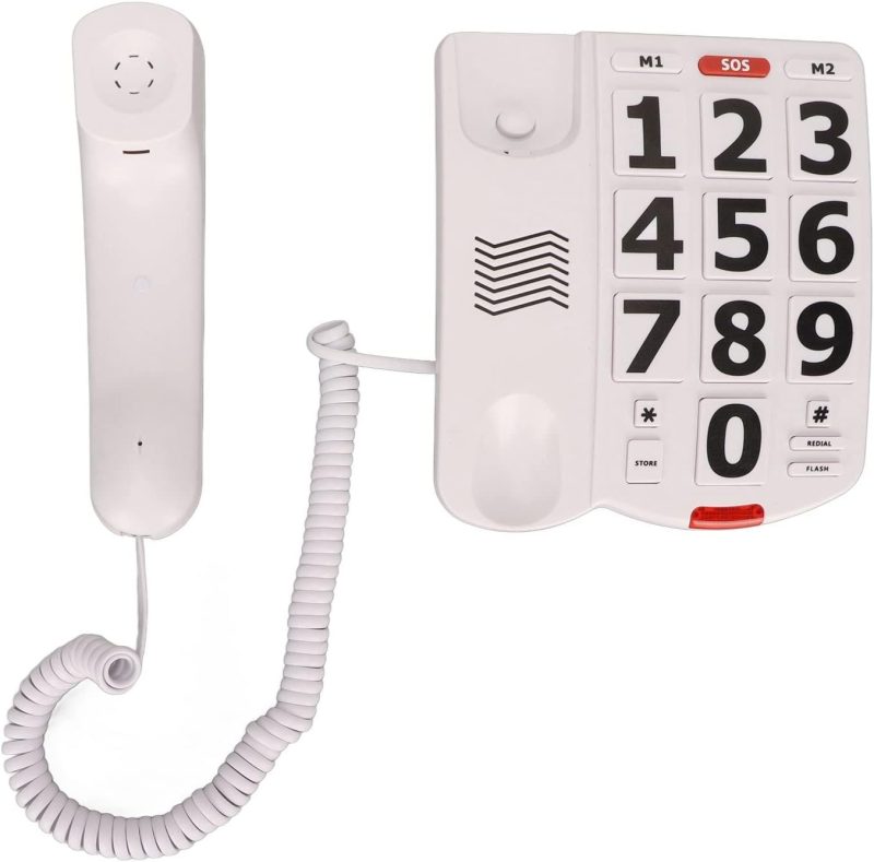 Big Button Telephone, Amplified Cordless Senior Phone, Big Button Telephone Large Adjustable Volume, Last Number Redialing Co...