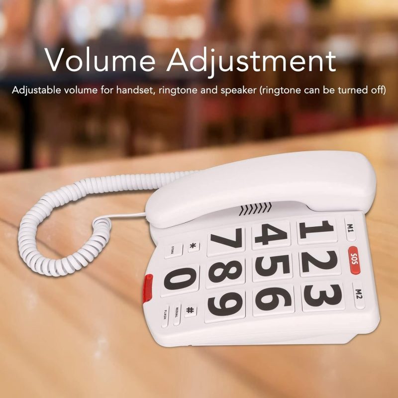 Big Button Telephone, Amplified Cordless Senior Phone, Big Button Telephone Large Adjustable Volume, Last Number Redialing Co...