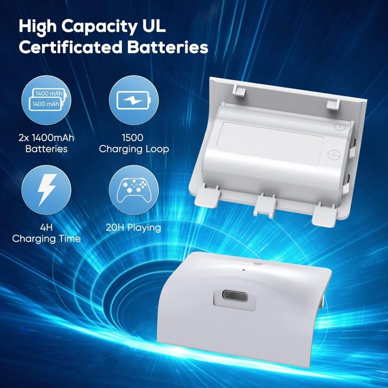 5in1 Vertical Cooling Stand with Cooling Fan for Xbox Series X, for xbox series x accessories with 2x1400mAh Batteries, Dual ...