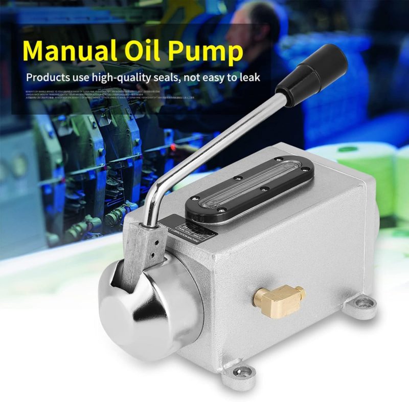 Hilitand 500CC CNC 4mm Manual Lubrication Pump Double Outlet Port Oiler Lubricating Manual Oil Pump Hand Lubrication for Punc...