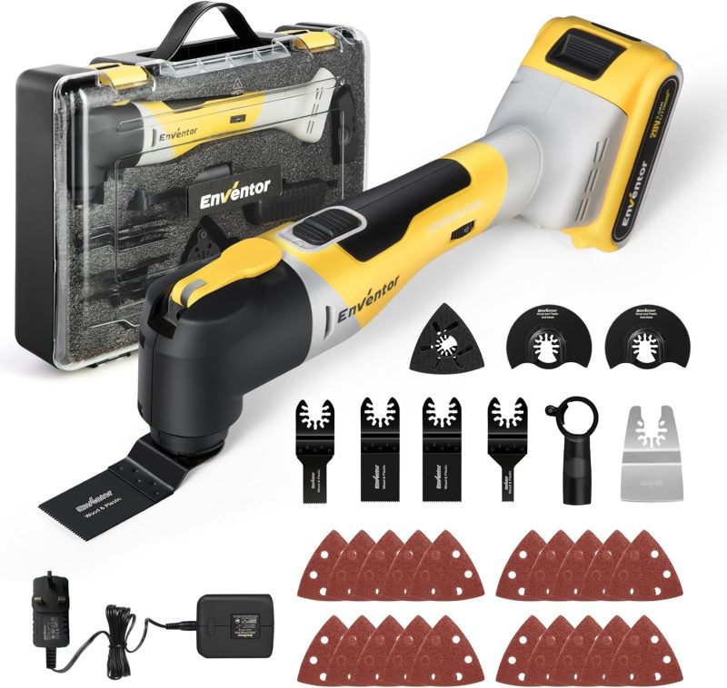 Brushless Oscillating Multi-Tool, 20V Cordless Oscillating Multi Tools with 2.0Ah Battery, 12000-19500RPM, 6 Variable Speeds,...