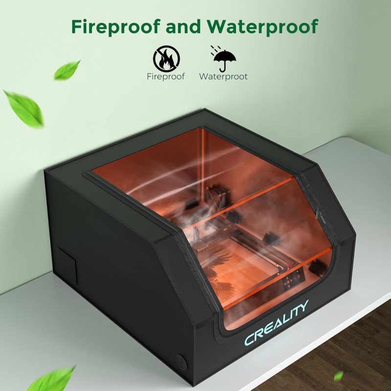 Creality Laser Engraver Enclosure with Vent, Laser Cutter Protective Cover with Fan and Pipe, Flame Retardant and Smoke-Proof...