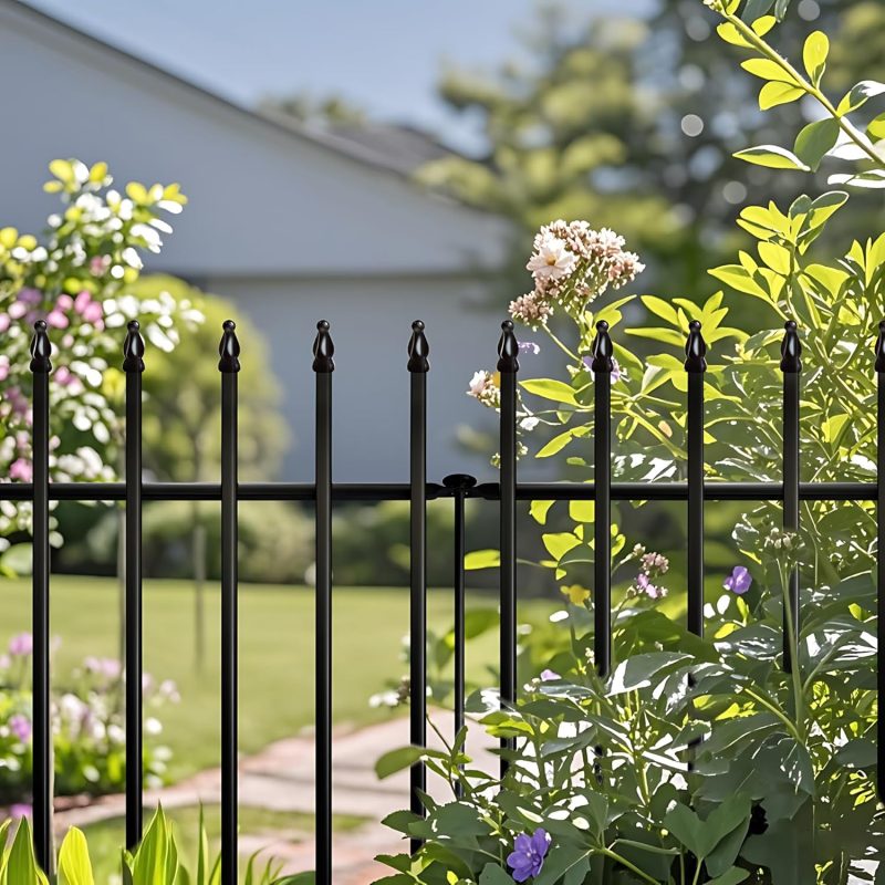 Thealyn Metal Garden Fence Decorative Fence 60cm High x 60cm Wide (5 Panels, Total Length 3m) No Dig Fence Border Fence Dog F...