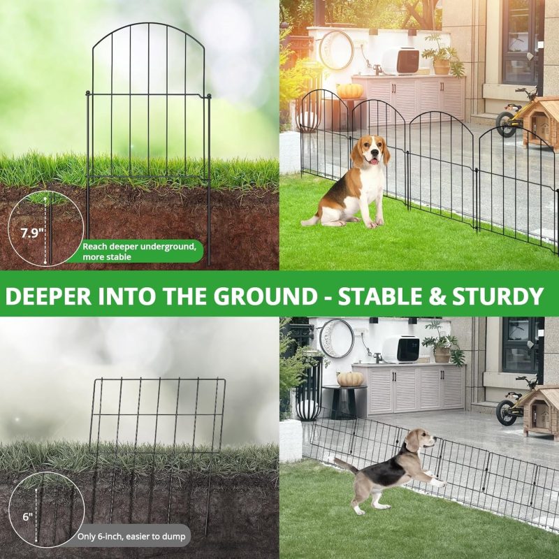 25Pack No Dig Decorative Garden Fence, 725CM(L) x 61CM(H) Metal Wire Border Fencing Panel with 26 Adjustable Stakes, Outdoor ...