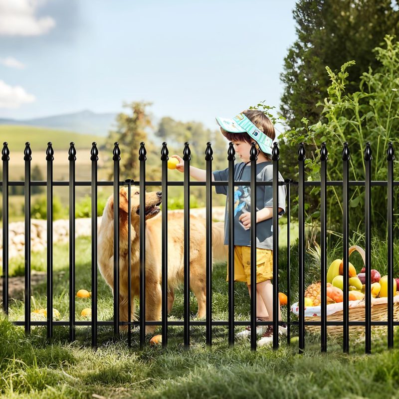 Thealyn Metal Garden Fence Decorative Fence 81cm High x 60cm Wide (5 Panels, Total Length 3m) No Dig Fence Border Fence Dog F...