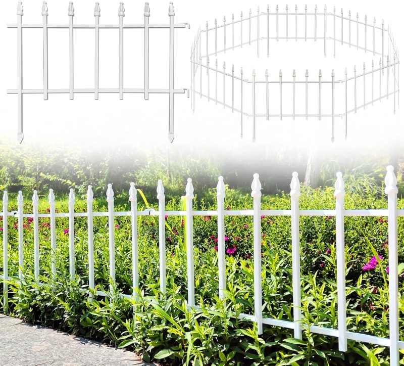 Thealyn Metal Decorative Garden Fence 57cm Wide x 45cm High (5 Panels, Total Length 2.8m), Metal Fence Panels, Landscape Fenc...