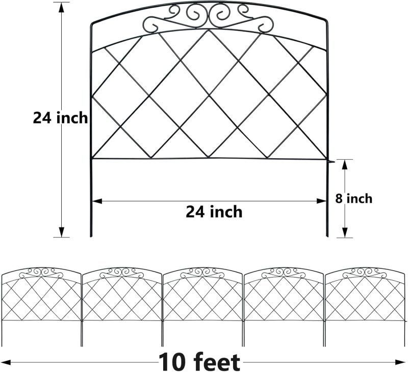 Thealyn Decorative Garden Fence 48cm (H) x 3m (L) Rustproof Metal Fence Panels No Dig Fence for Dogs Yard Patio Animal Barrie...