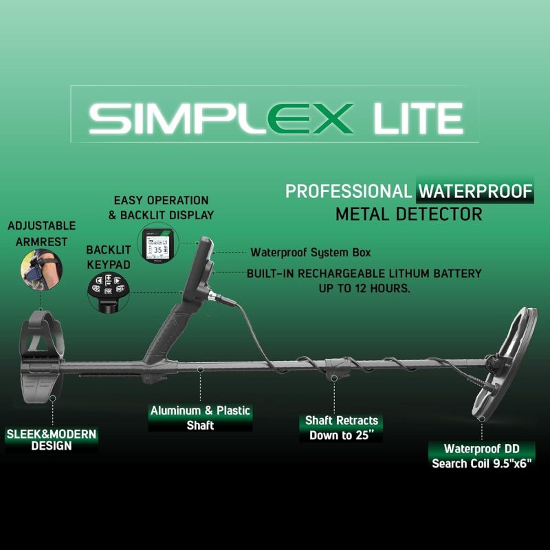 Nokta Simplex Lite Metal Detector with 9.5” Waterproof DD Search Coil (Simplex Lite) - Image 3