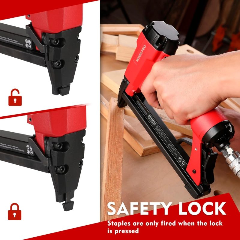WORKPRO Air Staple Gun with 1884pcs Staples(6mm-16mm), 22GA / Type 7116, Lightweight Pneumatic Stapler with Safety Nose, Idea...