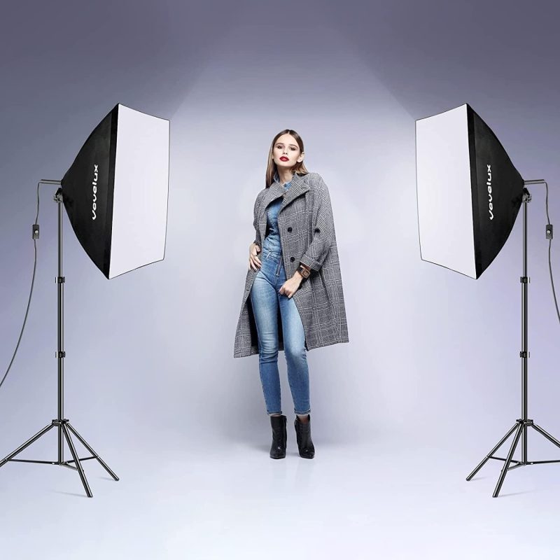 Softbox Lighting Kit LED Photography 3000K-6600K&1-100% Dimmable, 2 X 45W Studio Softbox 50x70cm with Carrying Bag, Portr...