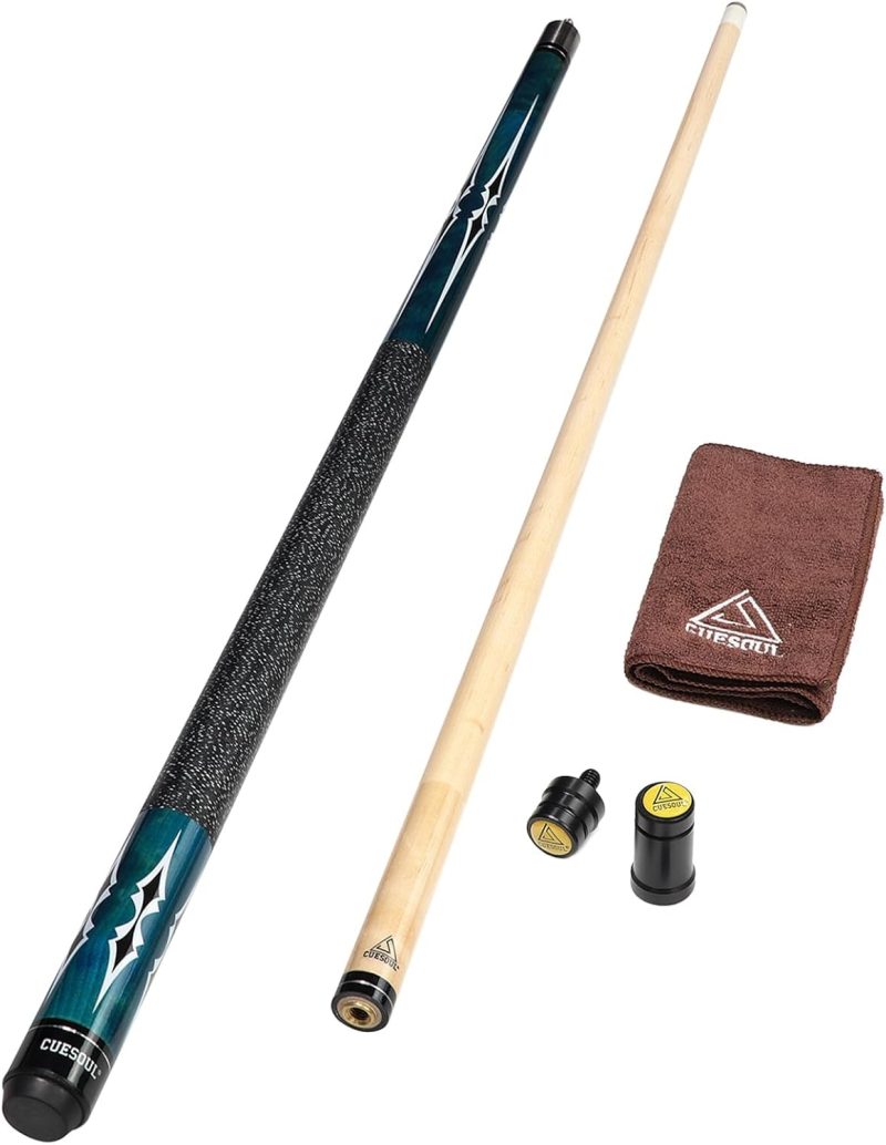 CUESOUL 58 Inch 19 Oz 1/2 Jointed Maple Billiard Pool Cue