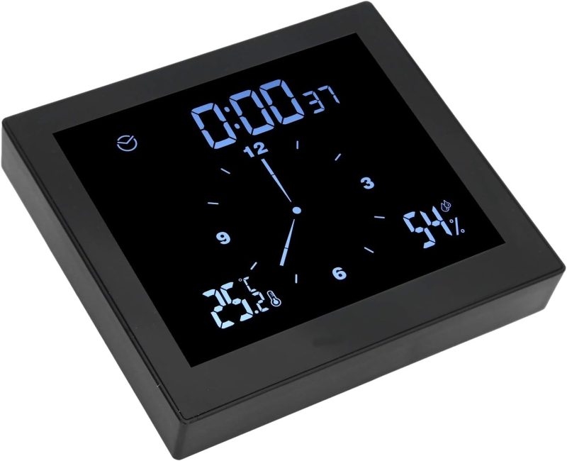 Bathroom Shower Wall Clock, TS-WP10 Shower Clock Innovative Timer Waterproof Thermometer Hygrometer Bathroom Supply Visual Co...