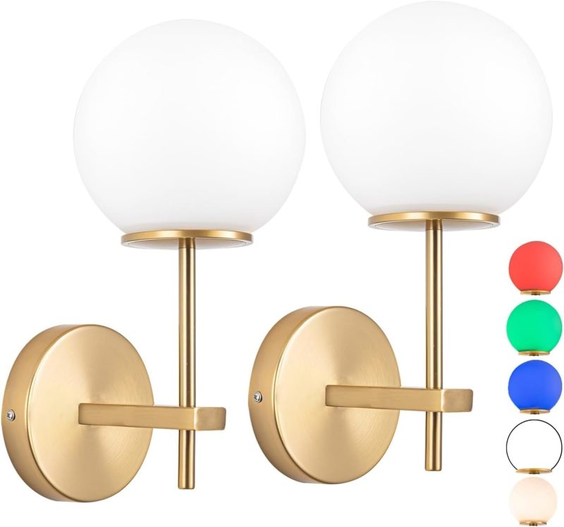 Wall Sconces Battery Operated Wall Lamp Set of 2 Dimmable，Battery Powered Wall Light Fixtures with Remote Control-Non Hardw...