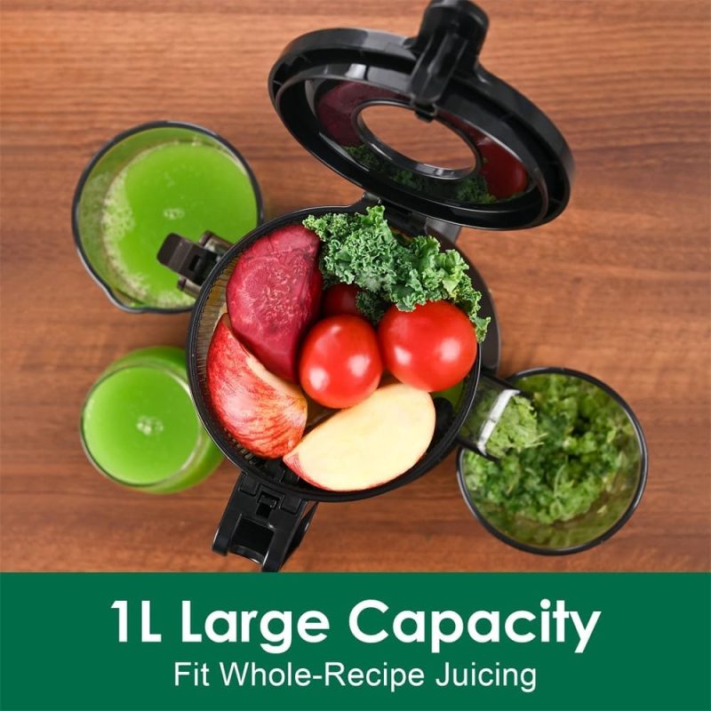 Cold Press Juicer Machines Fretta Slow Masticating Juicer with 108mm &1.0L Hopper for Whole Fruits and Vegetables,200W Se...