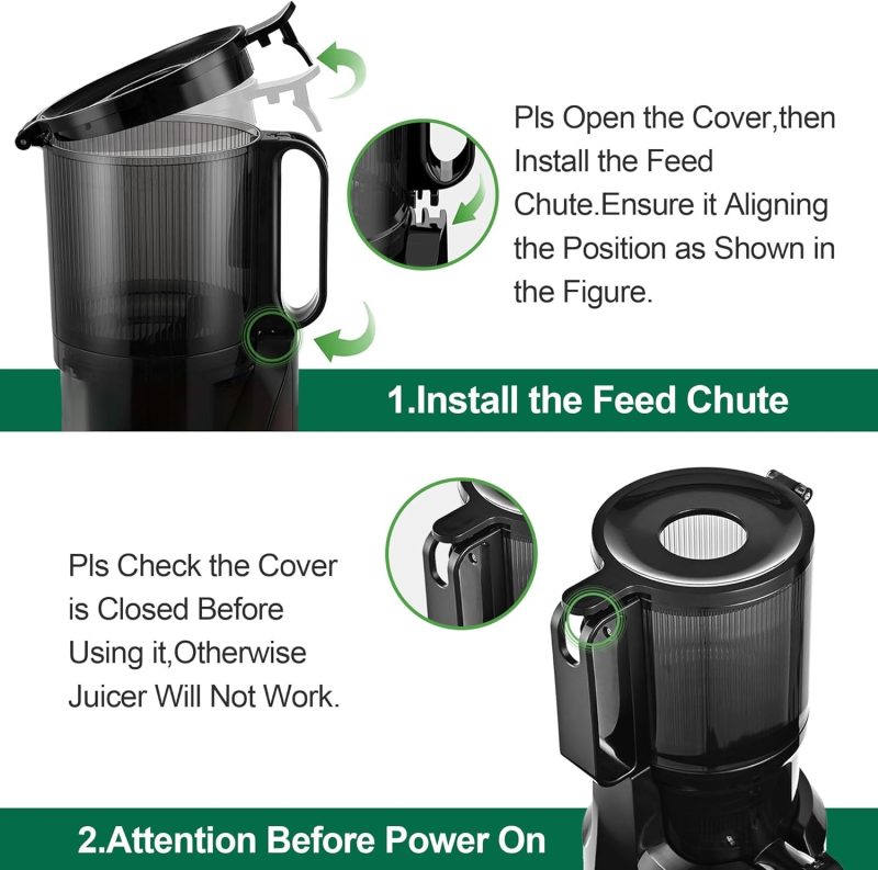 Cold Press Juicer Machines Fretta Slow Masticating Juicer with 108mm &1.0L Hopper for Whole Fruits and Vegetables,200W Se...