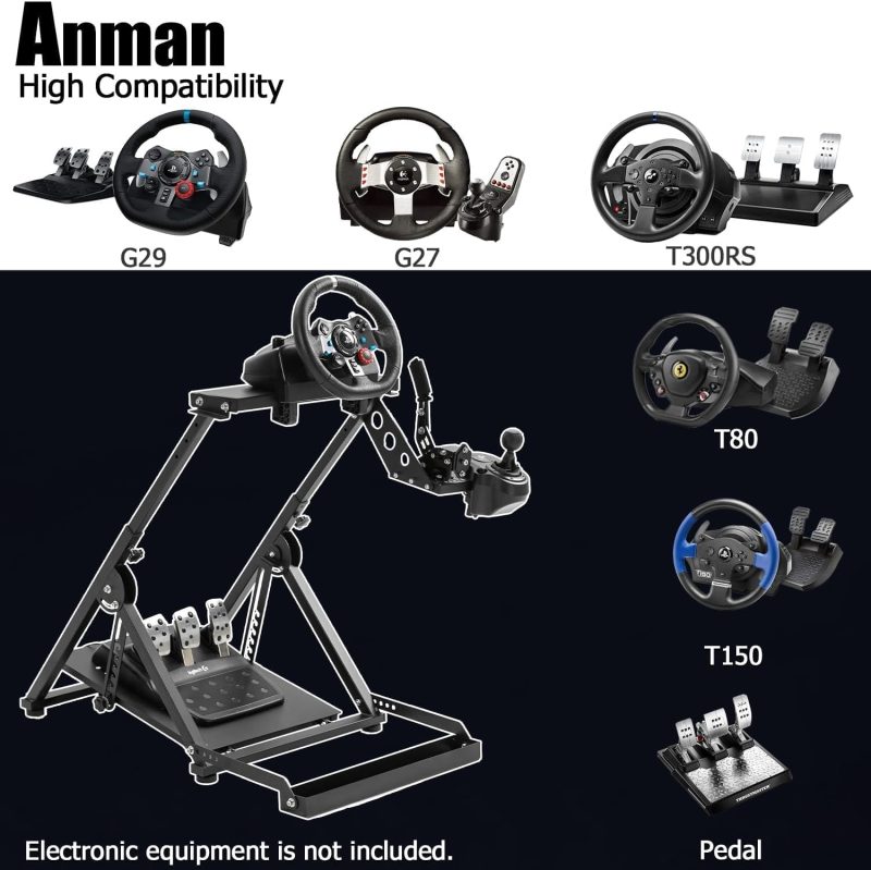 Anman G29 Foldable Steering Wheel Stand with Fixed Gaming Chair Slot for Logitech G25 G27 G29 G920 G923 Fanatec Thrustmaster ...