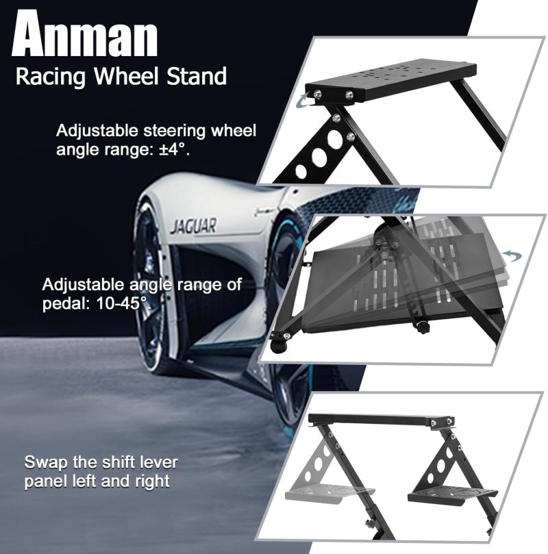 Anman G29 Foldable Steering Wheel Stand with Fixed Gaming Chair Slot for Logitech G25 G27 G29 G920 G923 Fanatec Thrustmaster ...