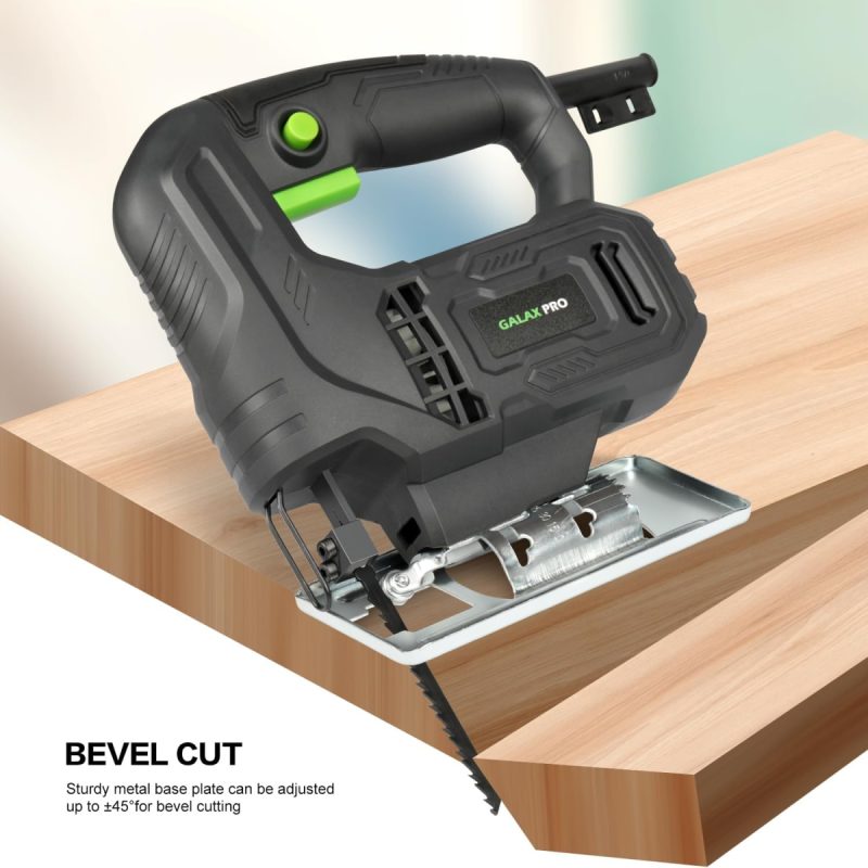 400W Variable Speed Jigsaw, 3000 SPM,±45° Bevel Cutting, Lock-on Button, Includes Blades for Wood and Metal - Image 5
