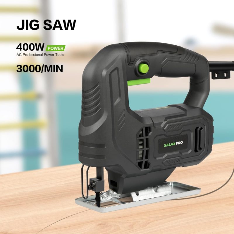 400W Variable Speed Jigsaw, 3000 SPM,±45° Bevel Cutting, Lock-on Button, Includes Blades for Wood and Metal - Image 7