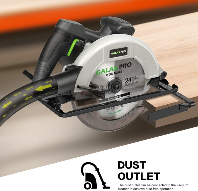 1400W Circular Saw Max 6000 RPM Pure Copper Motor Electric Saws, Adjustable Cutting Depth and Angle: 62mm(90 °)-48mm(45 °),...