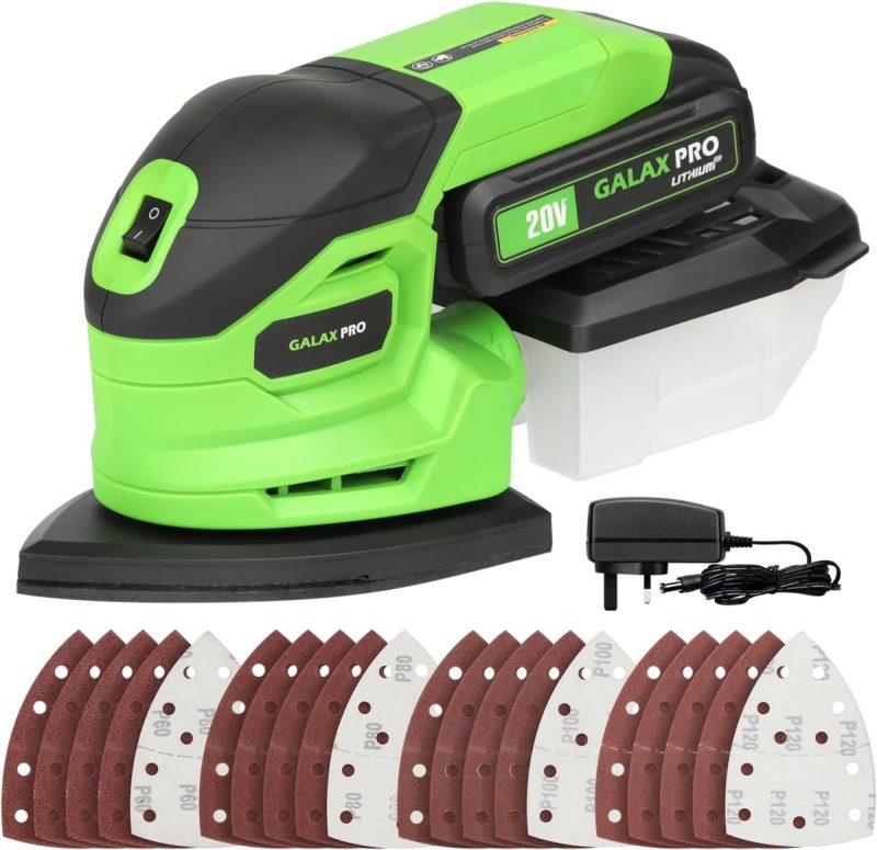 Cordless Detail Sander with 20V 2.0A Battery,12000 RPM Powerful Speed Detail Sanders with 20Pcs Sandpapers, Electric Mouse Sa...