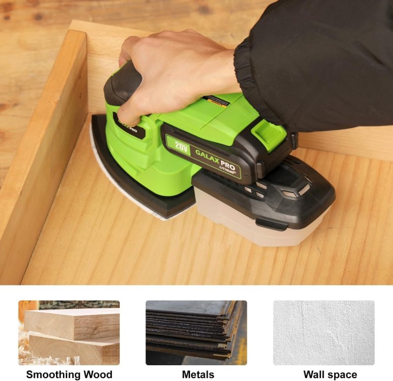 Cordless Detail Sander with 20V 2.0A Battery,12000 RPM Powerful Speed Detail Sanders with 20Pcs Sandpapers, Electric Mouse Sa...