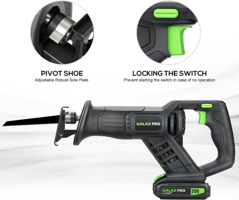 Cordless Reciprocating Saw 20V, Variable Speed 0-3000 SPM Cordless Reciprocating Saw, Tool-Free Blade Change, 5pcs Saw Blade,...