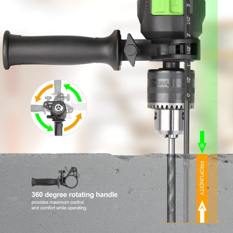 Hammer Drill 600W Electic Corded Drill, 13mm Metal Chuck, 0-3000RPM, Powerful Variable Speed for Drilling in Wood, Soft Metal...