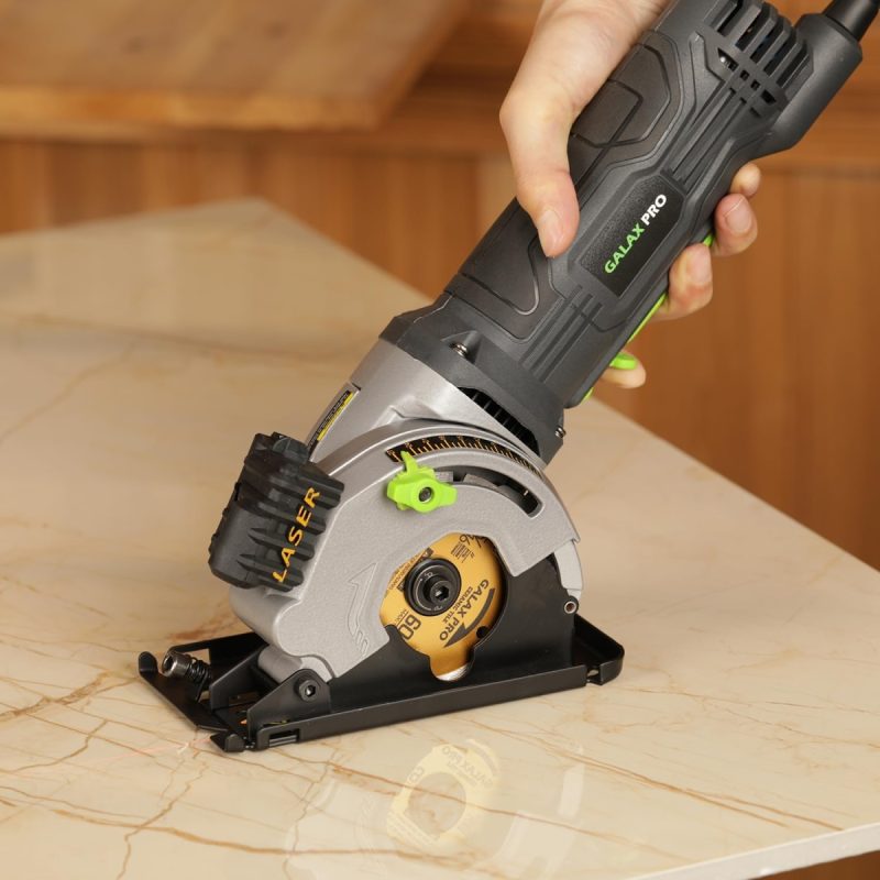 Mini Circular Saw 480W 3500 RPM Maximum Cutting Depth of 28.5mm, Three Pieces of 85mm Saw Blades, Equipped with Laser Guide R...