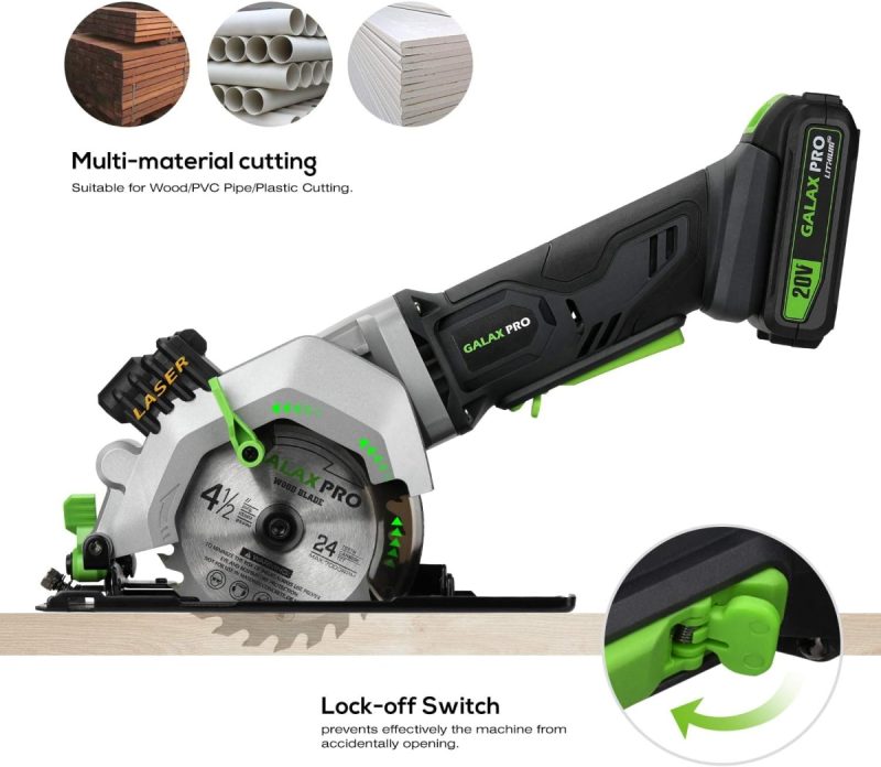 Cordless Mini Circular Saw 20V 3400RPM Professional Cordless Circular Saw, Adjustable Angle and Depth,Max Cutting Depth 42.8m...