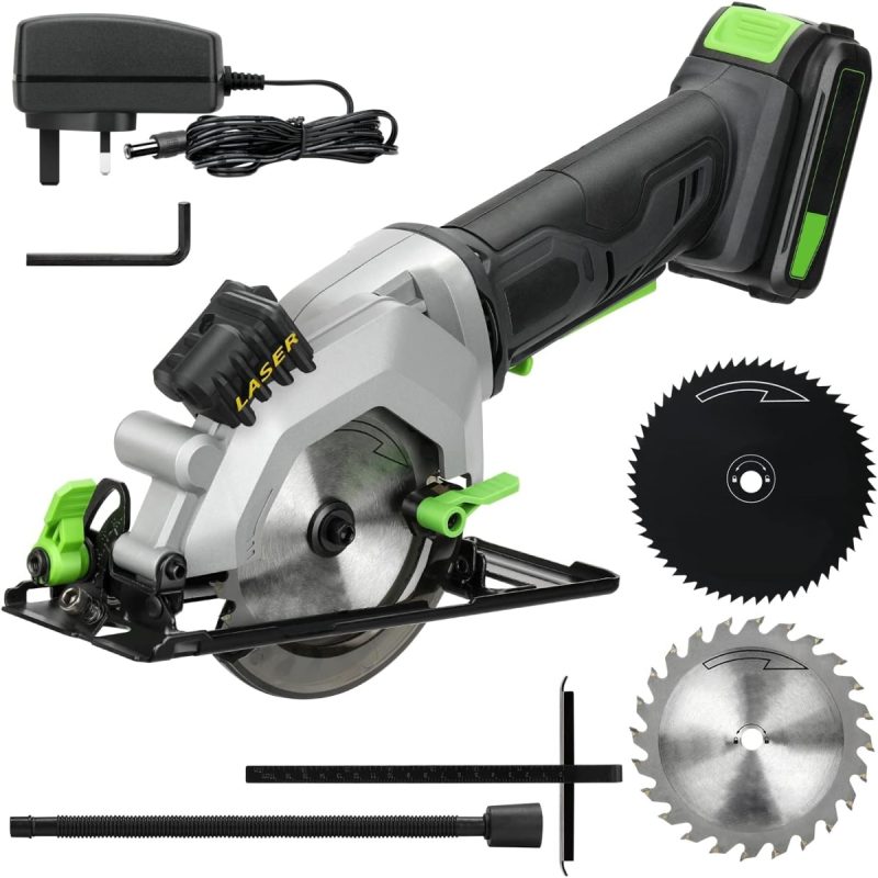 Cordless Mini Circular Saw 20V 3400RPM Professional Cordless Circular Saw, Adjustable Angle and Depth,Max Cutting Depth 42.8m...