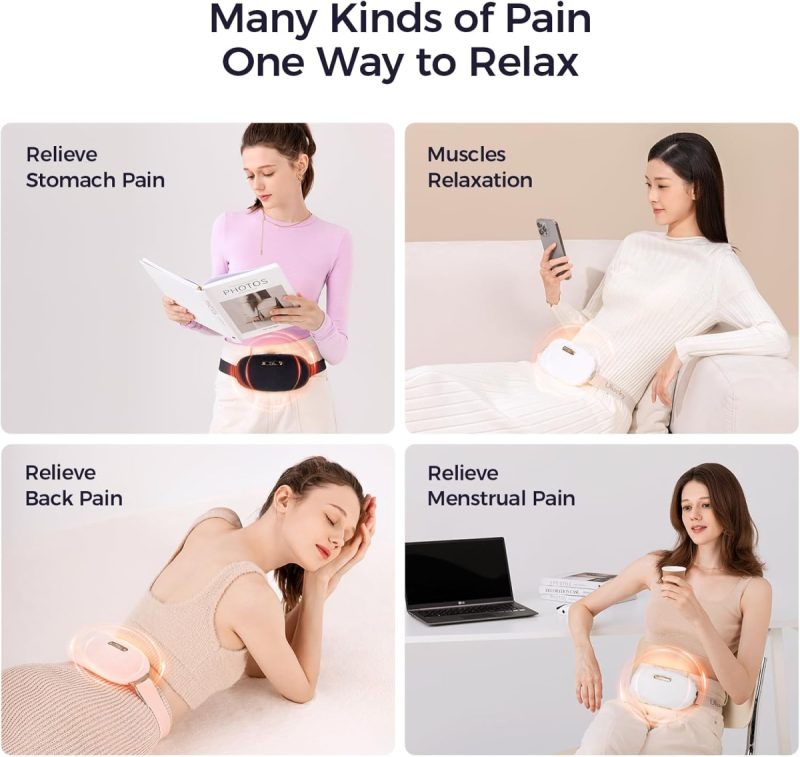 Electric Heating Pad, Menstrual Cramps Relief Furry, Grey, 29.05 sq. in., 3 Heat Levels & Massage Modes, Auto Shut-Off - ...