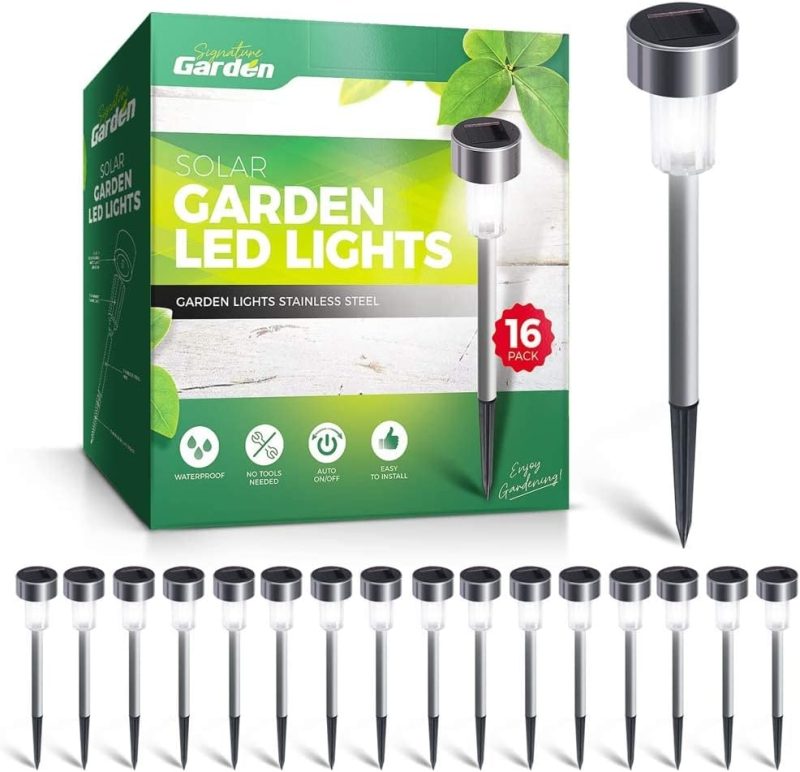 Mini Solar Stake Lights Outdoor LED Garden Lights - Battery Lasts 10 Hours, Rust, Scratch & All-Weather Resistant, No Wir...