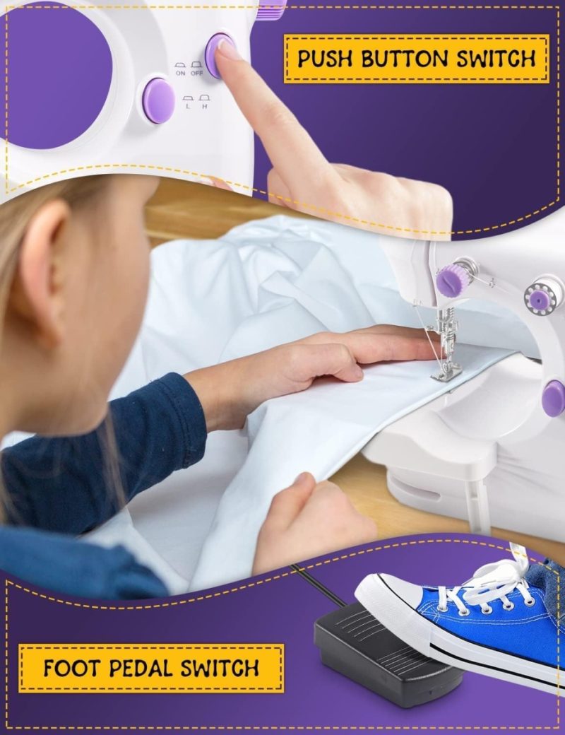 Mini Portable Electric Sewing Machine Adjustable Speed Foot Pedal Desktop Tailor - Image 3