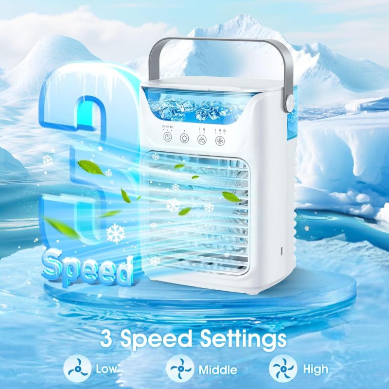 Portable Air Cooler Personal Desktop Air Conditioner Evaporative Air Conditioner Fan, Personal Space Cooling Fan Humidifier, ...