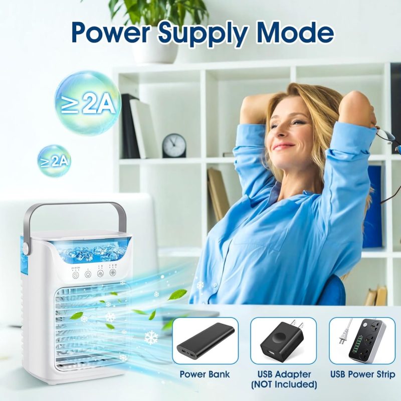 Portable Air Cooler Personal Desktop Air Conditioner Evaporative Air Conditioner Fan, Personal Space Cooling Fan Humidifier, ...