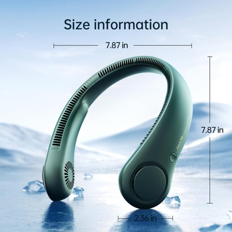 JISULIFE Portable Neck Fan Hands-Free Bladeless,4000 mAh Battery Operated Wearable Personal Fan, Twistable, Rechargeable, Gif...