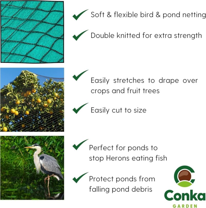 Extra Strong Woven Mesh Garden Netting Heavy Duty Anti Bird Pond Fruit, Pea Plant Protection Professional Grade. Various Size...