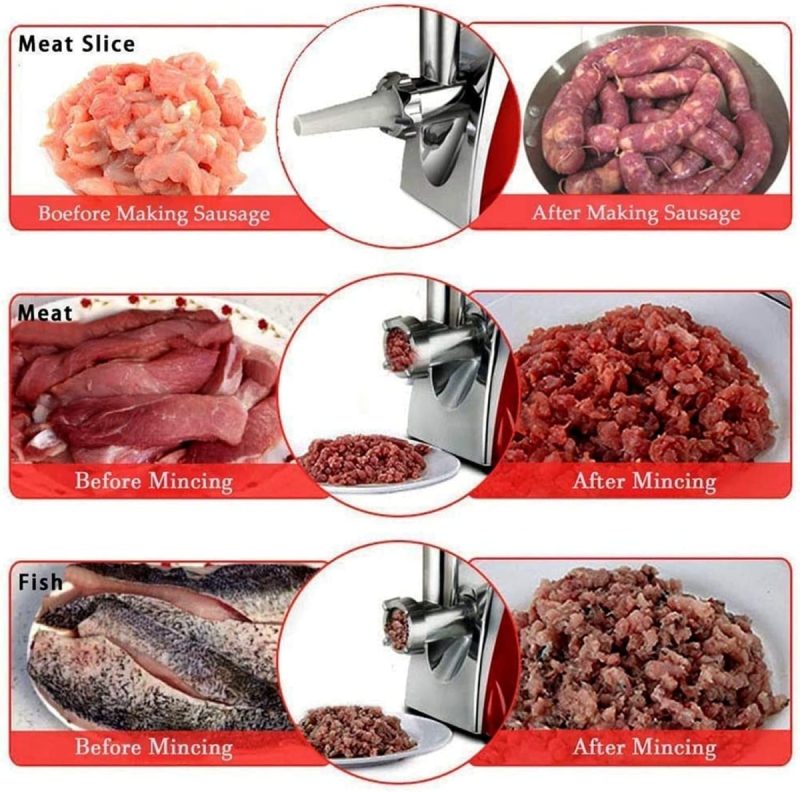 Electric Meat Grinder and Duty Household Sausage Maker Meats Mincer Food Grinding Mincing Machine with Kibbe Attachement – ...