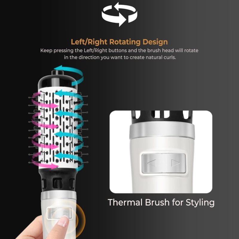 Rotating Hair Dryer Brush Hot Air Styler 2 in 1 with 38mm | 50mm Hair Curling Brush, Hair Dryer for Styling, Heated Brush Hai...