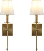 2 x Vintage Wall Lights Linen Shade E27 Bedside Sconce Antique Yosoan - Image 1