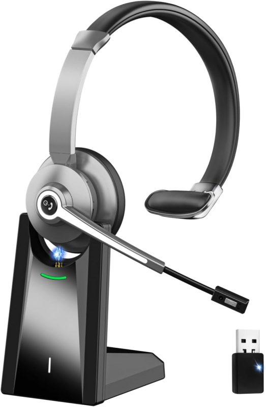68823be09dd1cbc6a614bc4fce21cb3bbb4fbe1cca55437f4e474.jpg Bluetooth Wireless Office Headset Dual-Mode (BT 5.0 + USB Dongle) with Mic, Noise Cancelling