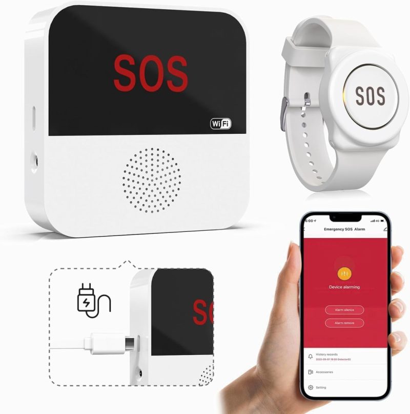 6892143404defed22dde04f8f1d4c08861c381cedb8ebc9efb030.jpg Wi‑Fi Panic Button for Elderly – Rechargeable Wireless Alarm System with Long Range 2.4 GHz Caregiver Pager for Home Safety & Medical Alerts