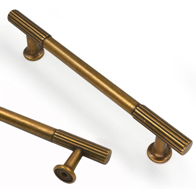 689c67618a2edfcd5dfd7408aee633ee690e92d21e2e36c545d16.jpg 10-Pack Antique Brass Cabinet Pulls – 5" (128 mm) Hole Center, Solid Zinc Alloy, Durable Drawer & Cabinet Handles for Kitchen, Bathroom & Wardrobe