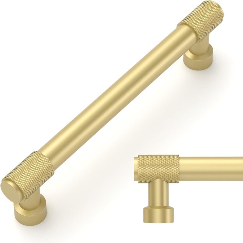 Gold Cabinet Pulls 10-Pack – Matte Gold Alloy Handles, 160 mm (6.3") Hole Center, Durable Drawer & Cabinet Hardware