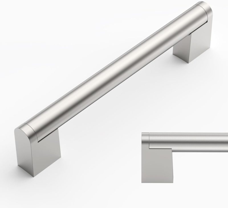 Brushed Satin Nickel Cabinet Pulls 10-Pack 128 mm (5") Hole Center Zinc Alloy