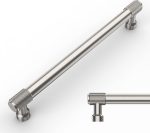 ‎Amerdeco 10x Cabinet Handles Brushed Satin Nickel Knurled Pulls 160mm Modern - Image 1