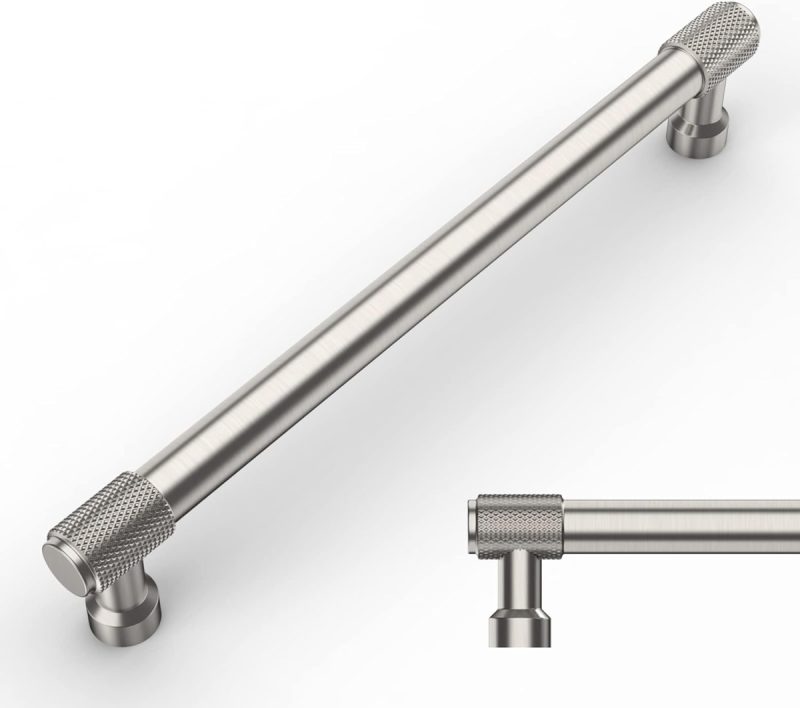 ‎Amerdeco 10x Cabinet Handles Brushed Satin Nickel Knurled Pulls 160mm Modern - Image 1
